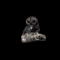 Vintage Owl Figurine: Black Stone Style Folk Art Woodland Decor