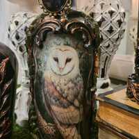 Vintage Gothic Owl Altered Bottle Art