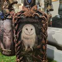 Vintage Gothic Owl Altered Bottle Art