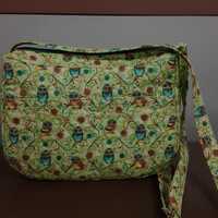 Quilted Crossbody Bag: Owl Print Cotton Handbag