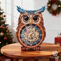 Owl 3D Wooden Puzzle Clock, DIY Assembly Mechanical Animal Desk Wall Clock, Steampunk Pendulum Home 