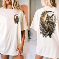 Vintage Owl Shirt Cottagecore Comfort Colors Tee Mystical Nature Lover Gift