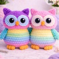 Velvet Owl Crochet Pattern | Plush Amigurumi PDF | Colorful Soft Bird Toy Design