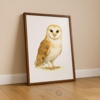 Barn Owl Art Print - Watercolour Painting, Wall Art, Owls Artwork, Living Room Prints, Woodland Anim