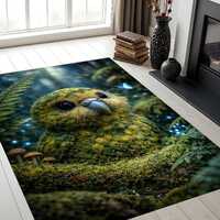 Cute Owl Area Rug, Fantasy Forest Animal Carpet, Whimsical Nature Floor Decor, Magical Woodland Art