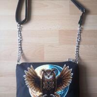 Hand Embroidered Owl Beaded Shoulder Bag, Czech Glass Beads, One of a Kind Purse