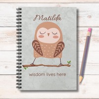 Personalized Whimsical Owl 'Wisdom Lives Here' Spiral Notebook | Ruled Journal