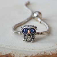 Owl Bead, Owl Bracelet Bead, Owl Pendant Charm, Owl, Pendant, Bead, Gift