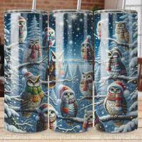 Christmas Owl Tumbler, Winter Wonderland, Festive Bird Design, Owl Lovers Gift, Snowy Scene Cup