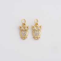 Gold CZ Owl Charms,18K Gold Filled Flying Pendant,DIY Jewelry Making Supply