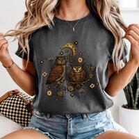 Dark Cottagecore Owl Shirt, Comfort Colors Garment-Dyed Adult Unisex Tee, Forestcore Vintage Gothic 