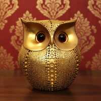 Golden Resin Owl Figurine | Luxury Home Decor