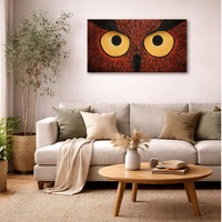 African Eagle Owl Eyes Painting – Original 2×4 ft Oil & Acrylic Artwork by Rusty Joh