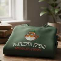 Custom Embroidered Owl Reading Sweatshirt With Cute Bird Illustration For Book Lovers And Nature Ins