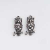 Steel CZ Owl Charms,Stainless Steel Flying Pendant,DIY Jewelry Making Supply