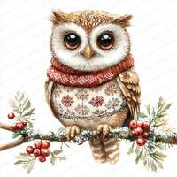 24 Christmas Owl Sweater Clipart | Festive Holiday Illustration | Printable Watercolor clipart | Hig