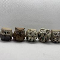 Set of 5 Handmade Clay Owl FigurinesSet of 5 Handmade Clay Owl Figurines 1970s Taiwan