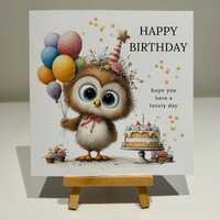 Owl Birthday card, happy birthday card, cute owl birthday card