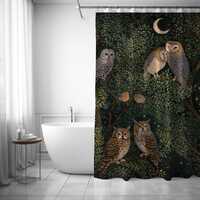 Barn Owl  Shower Curtain Night Forest Moonlit Birds  Bathroom Decor