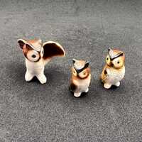 Vintage Tiny Miniature Owl Bird Figurines Set Of 3 Bone China Taiwan