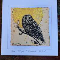 Golden Moon Barred Owl - Original Painting & Print - Medium