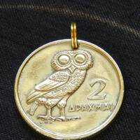 Vintage Greece - Athena's Owl of Wisdom & Phoenix Rising from the Ashes - A New Beginning - 