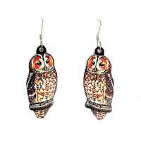 Woodland Owl Illustration Dangle Earrings