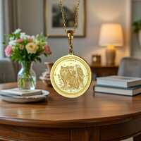 Wolf Owl Raven Brass Pendant Necklace | 30mm Round Medallion | Spirit Animal Symbol Jewelry | 18 Inc