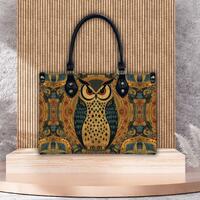 Owl Art Handbag, Ladies Shoulder Bag, Women's PU Leather Satchel