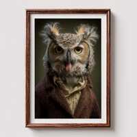 Funny Einstein Owl Art | Sassy Professor Owl Print | Digital Download | Quirky Academic Decor