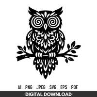 Mystic Owl SVG : Boho Woodland Owl Cut File for Cricut Silhouette