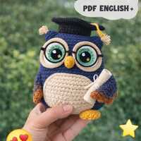 Crochet Graduation Owl Pattern • Amigurumi Plush with Cap (PDF Download)