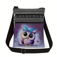 SALE. Women’s / Teenager Owl Crossbody Lightweight Bag With Black And White Design On Back.