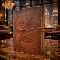 Personalized Leather Journal, 120 Pages Grimoire, Embossed Owl, Printed Book, Travel Diary Notebook,