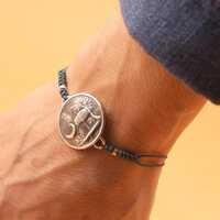 Sterling silver moon owl bracelet. Wax seal jewelry.Mens bracelet.Owl Mystery adjustable