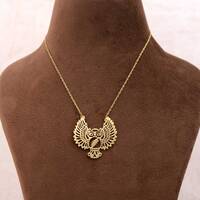 Grateful Dead Owl Necklace, Gold Owl Pendant Necklace, Boho Bird Jewelry, Festival Necklace, Woodlan