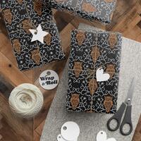 Owl Wrapping Paper, Mystical Gift Wrap, Copper Owl Stationery, Woodland Bird Wrapping, Nature Lover 