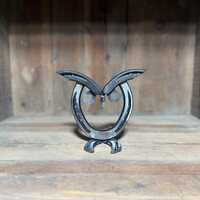 Welded Horseshoe Owl Sculpture - Handmade Metal Owl Decor