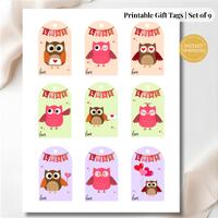 Printable Valentine Gift Tags | Cute Owl Valentines for Kids | Classroom Valentine Treat & Favor