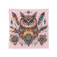 Boho Owl Mandala Cotton Duvet Cover | Feather Dreamcatcher Bedding