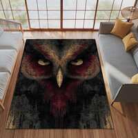 Dark Owl Area Rug Vintage Look, Gothic Animal Carpet, Unique Statement Floor Decor