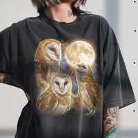 Comfort Colors® Three Barn Owl Moon Shirt, Funny Night Owl, Retro 90s Bird Watcher