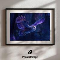 Mystic Owl Art Print &ndash; Fantasy Forest Guardian Poster &ndash; Nocturnal Magic Wall Decor