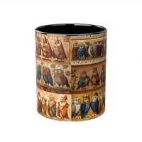 Medieval Owl Mug, Vintage Owl Art Coffee Cup, Owl Lover Gift, Historical Animal Art