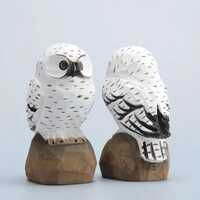 Minimalist Wooden Owl Figurine, Hand Carved Snowy Owl Sculpture, Small Nature Decor, Nordic Desk Orn
