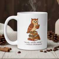 Shakespeare Owl Mug | Literary Quote Coffee Cup for Book Lovers