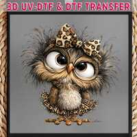 Leopard Bow Owl DTF/UV DTF Transfer: Animal Art