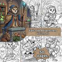 Epic Owl RPG Premium Coloring Book: 50 Fantasy Bird Pages for Adults & Teens (Digital PDF) (Vol