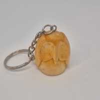Little Hand Carved Owl Keyring in Hazel Wood