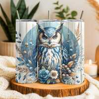 Seamless Owl 20 oz Skinny Tumbler, Cute Owl Sublimation Tumbler Wrap, Sublimation Design, Tumbler PN